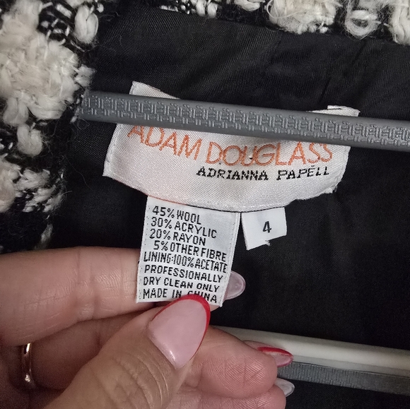 Vintage Womens Adrianna Papell Tweed Houndstooth Wool Blend Blazer Size 4 Preppy - Picture 4 of 5